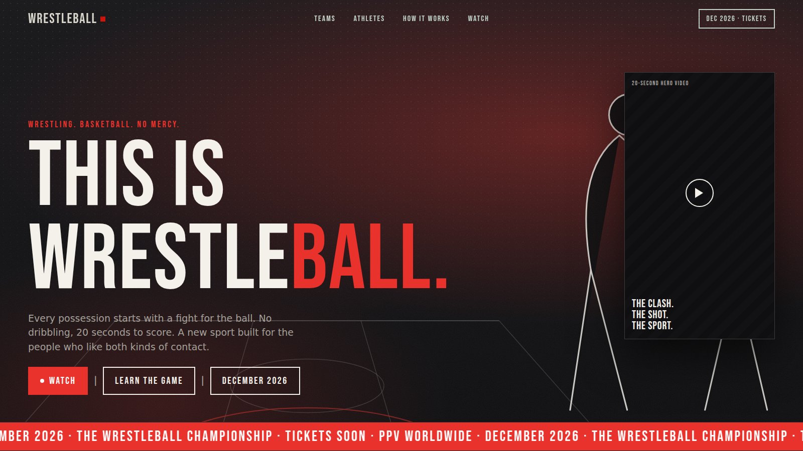 Wrestleball homepage concept